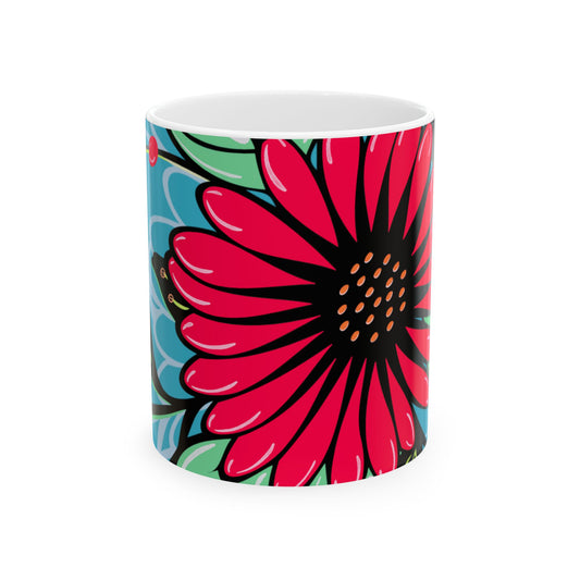 Flower Power Fuschia Mug