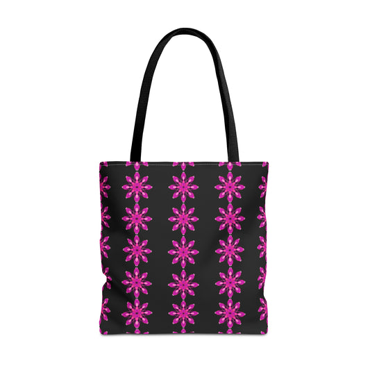 Pink Sapphire Flower Tote Black