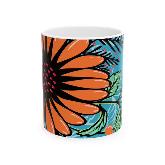 Flower Power Orange Mug