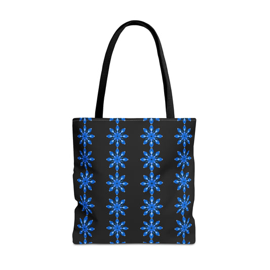 Blue Sapphire Flower Tote Black