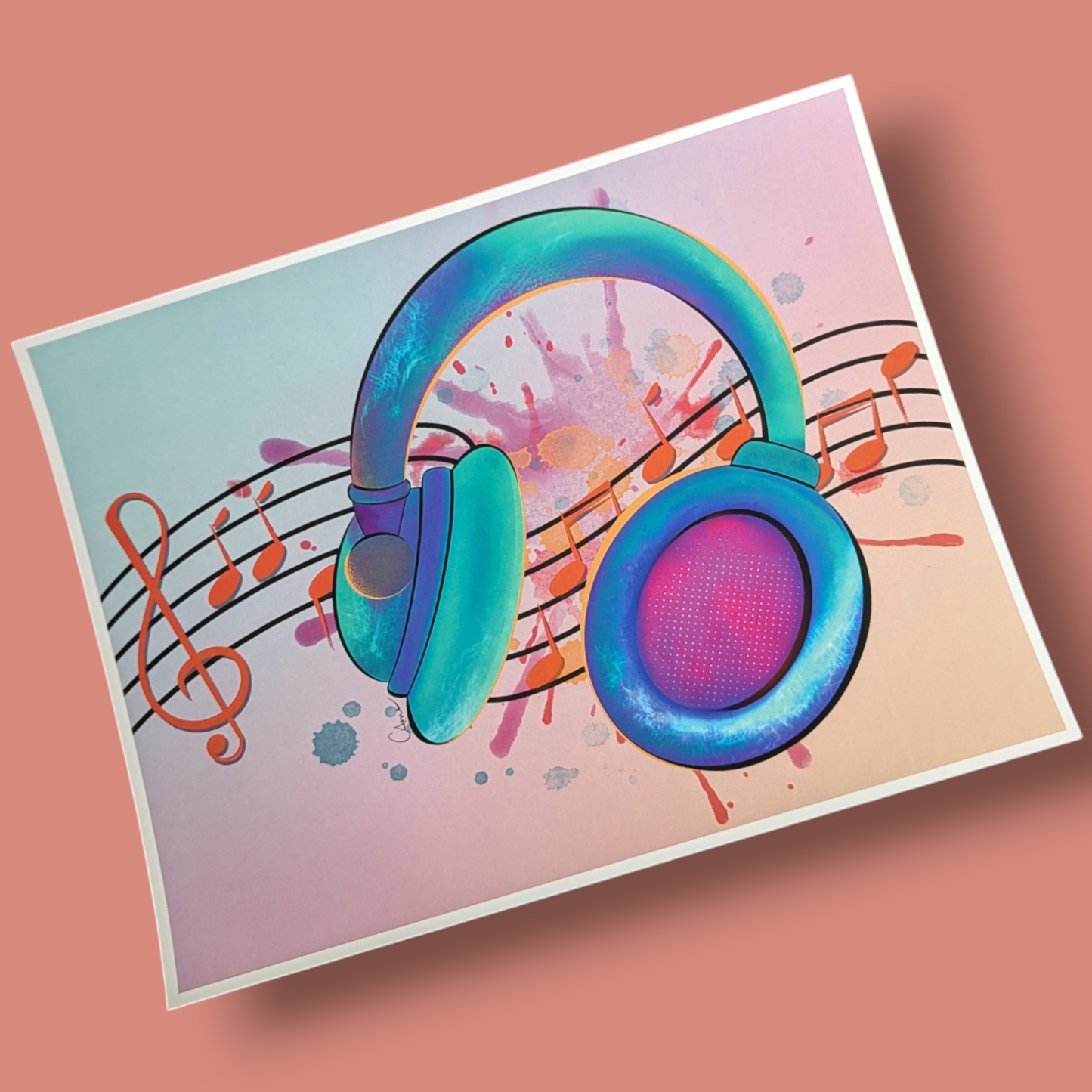 Headphones Art Print 10” x 8”