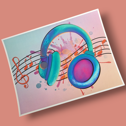 Headphones Art Print 11.5” x 8”